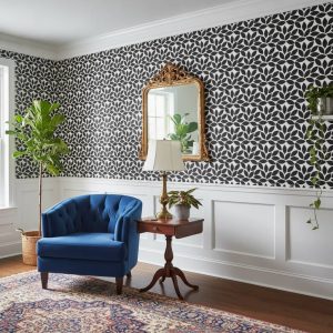 Extrovert - The Extrovert Wallpaper features a striking geometric pattern of interlocking black ovals and leaf shapes