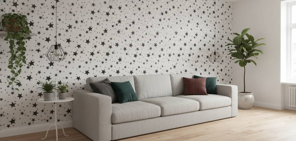 Fly Away - Transform any child's room into a magical storybook space with this charming black and white star wallpaper that