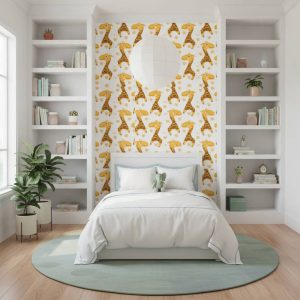 Giraffy Laughy - Bring warmth and wonder to your child's space with this charming giraffe-themed wallpaper featuring