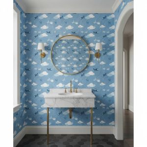 Jet Setter - The Jet Setter Wallpaper transforms any room into a whimsical adventure zone with charming airplanes, fluffy
