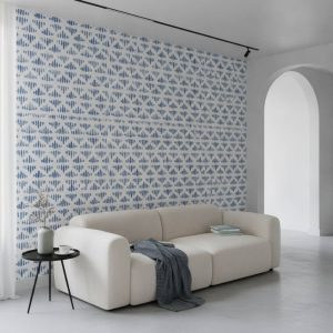 Kinks - Kinks Wallpaper features an elegant geometric pattern of vertical striped shapes in varying shades of blue against a
