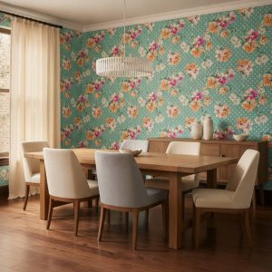 Kusama - This vibrant Kusama Wallpaper brings cheerful botanical charm with hand-painted style blooms in coral, pink, and