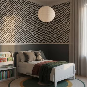 Lattice - This striking Lattice Wallpaper features bold black brush strokes arranged in a dynamic geometric pattern against