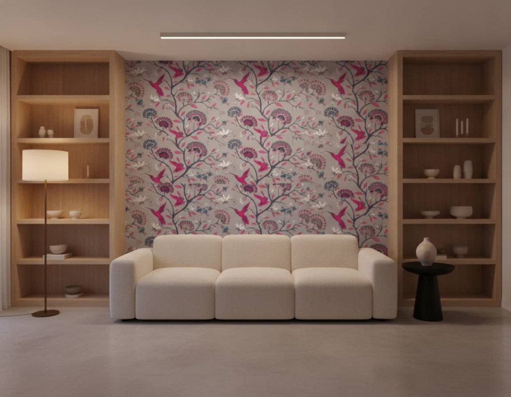 Magenta Toil - This stunning Magenta Toil Wallpaper features an elegant blend of vibrant magenta hummingbirds and ornate