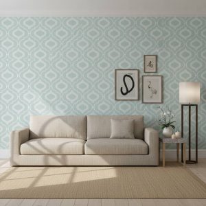 Magisor - The Magisor Wallpaper features an elegant geometric damask pattern with interlocking quatrefoil motifs in crisp