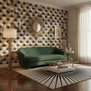 Monclova Mer - The Monclova Mer Wallpaper features a striking geometric composition of interlocking circles in bold black,