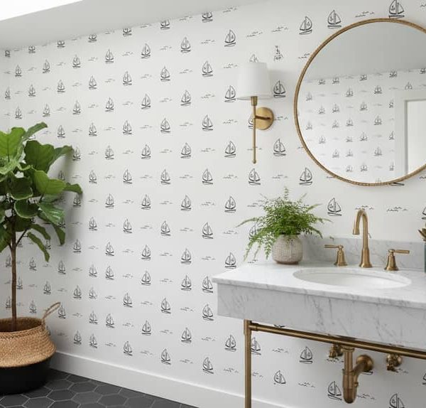 Monochrome Sailing - This charming monochrome sailing wallpaper features delightful sailboats and wave motifs that spark