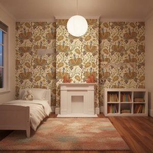 Orchidism - This vibrant botanical wallpaper features intricately detailed ornamental flowers with rich golden, blue, and