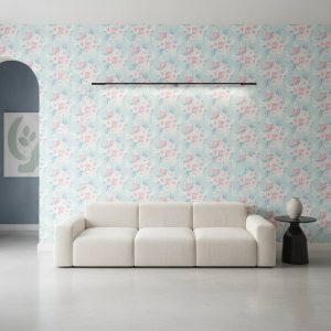 Pastel Maja - The Pastel Maja Wallpaper brings a serene, modern floral aesthetic with delicate pink blooms and soft blue