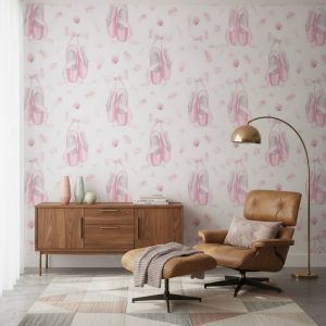 Pointe - Transform your child's room into an enchanting ballet-themed sanctuary with this charming Pointe Wallpaper,