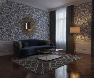 Prickle Paisley - This exquisite Prickle Paisley wallpaper showcases ornate paisley motifs in rich navy and soft blue tones,