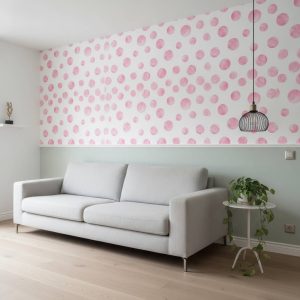 Rose Ecliptic - Transform any space into a whimsical wonderland with soft pink watercolor circles dancing across a clean