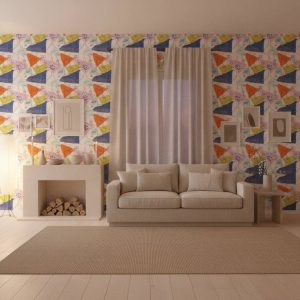 Saltillo Pride - This vibrant abstract wallpaper celebrates modern artistry with minimalist line-drawn faces and bold