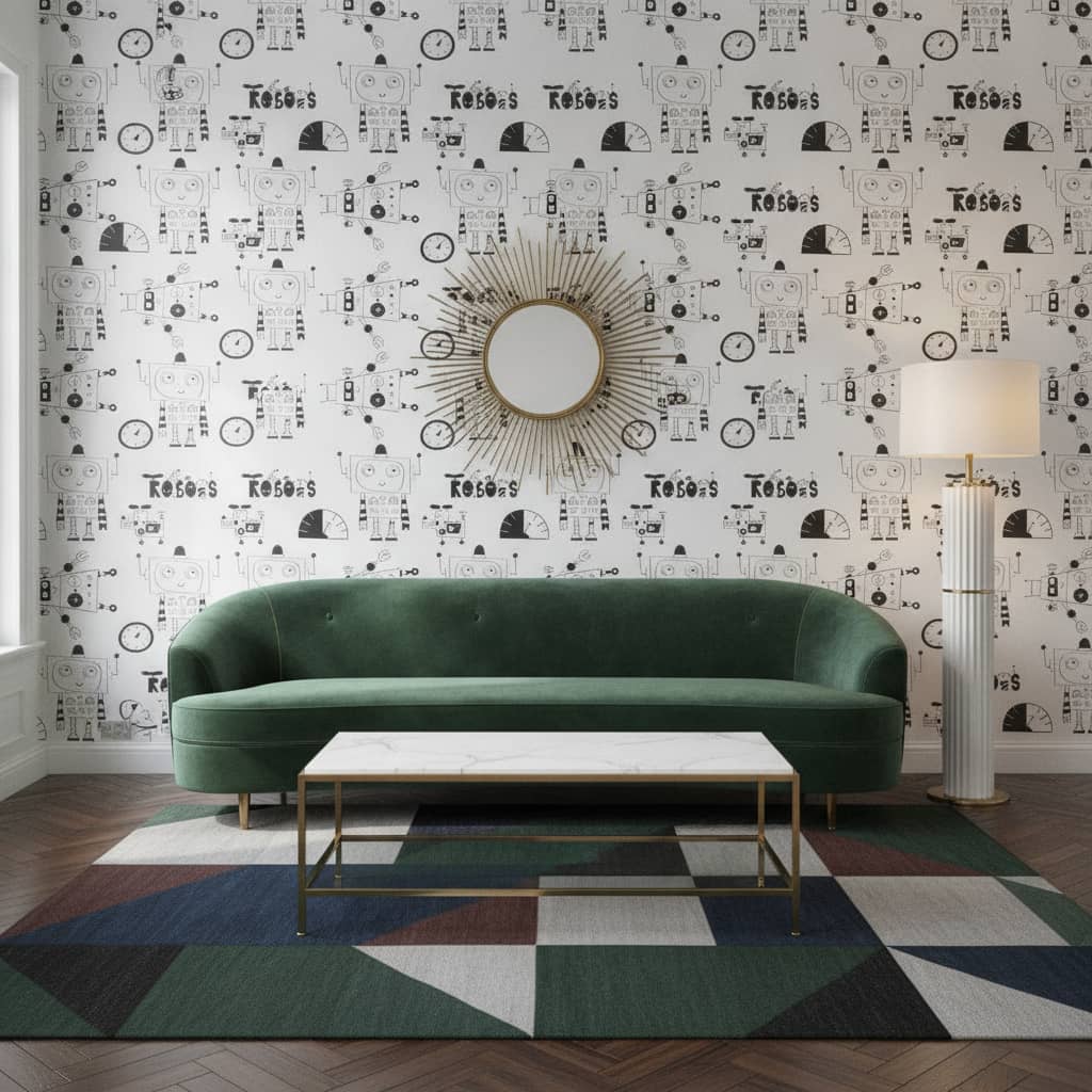 Stanley The Robot Black & White Wallpaper 1 Wallpaper and Wall Murals South Africa Stanley The Robot Black & White Wallpaper