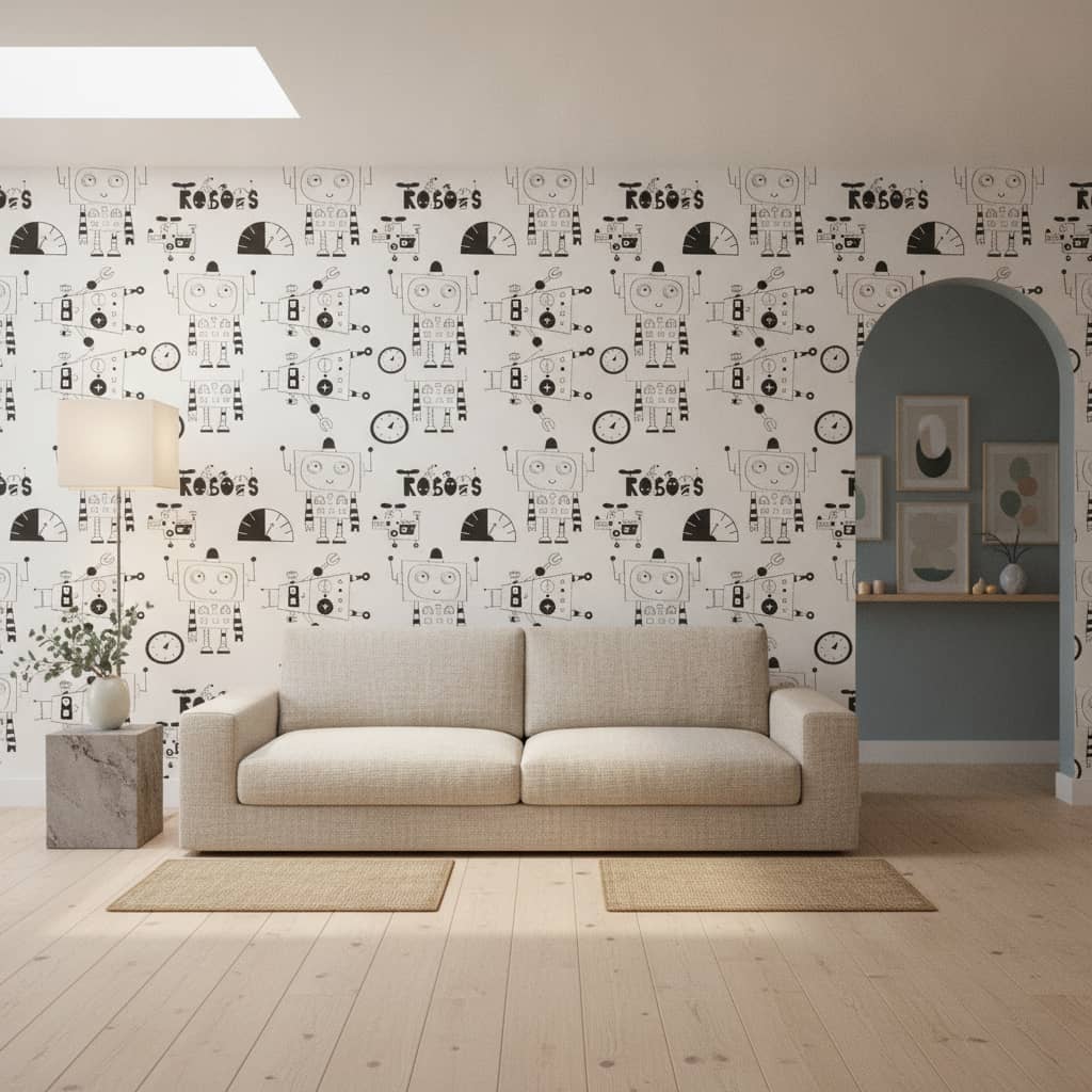 Stanley The Robot Black & White Wallpaper 2 Wallpaper and Wall Murals South Africa Stanley The Robot Black & White Wallpaper - Image 2