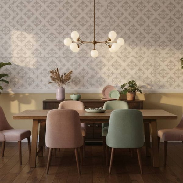 Tabulated Grace - The Tabulated Grace Wallpaper brings timeless damask elegance to modern interiors with its refined grey