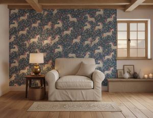 Unicorn Rose - This enchanting wallpaper brings magic to any child's room with whimsical unicorns prancing among delicate