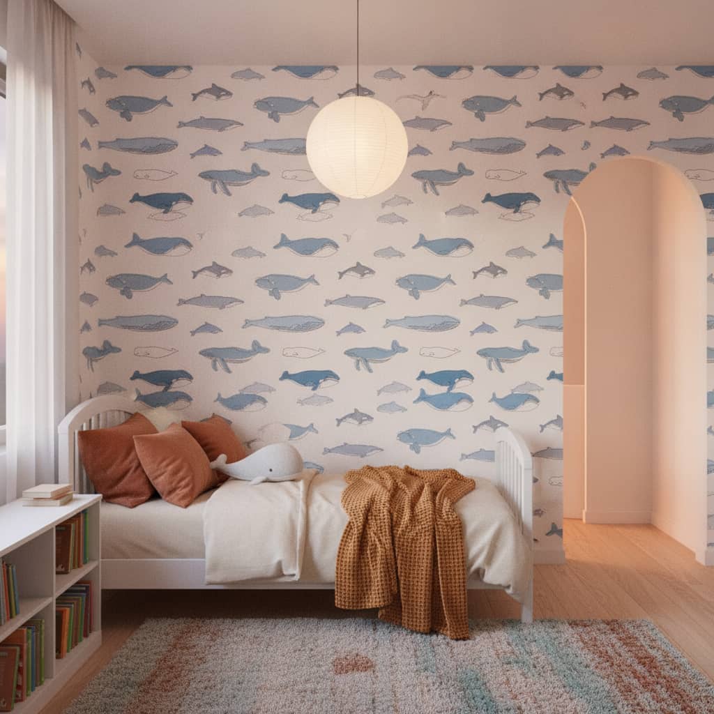 Watercolour Whales Wallpaper 1 Wallpaper and Wall Murals South Africa Watercolour Whales Wallpaper