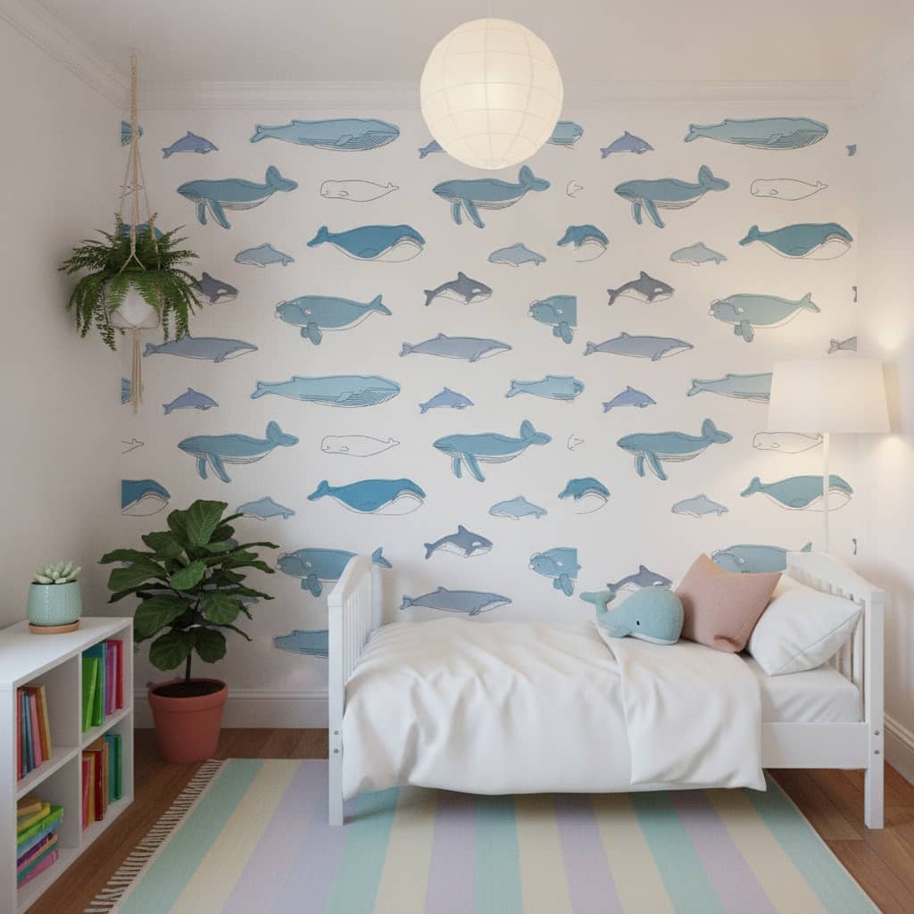 Watercolour Whales Wallpaper 4 Wallpaper and Wall Murals South Africa Watercolour Whales Wallpaper - Image 4