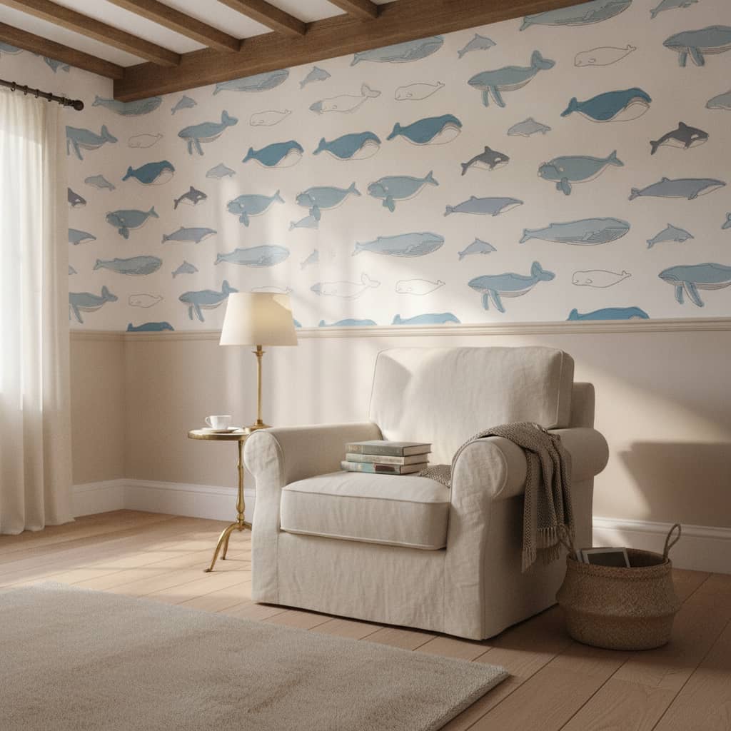 Watercolour Whales Wallpaper 2 Wallpaper and Wall Murals South Africa Watercolour Whales Wallpaper - Image 2