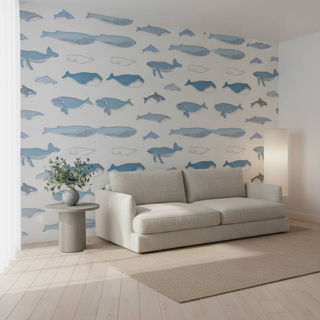 Watercolour Whales Wallpaper 3 Wallpaper and Wall Murals South Africa Watercolour Whales Wallpaper - Image 3