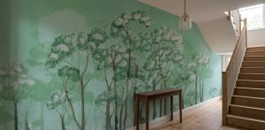 Misty Forest Canopy shown in a bedroom
