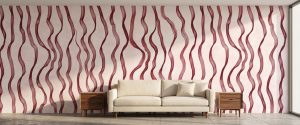 Crimson Wave Lines shown in a living room