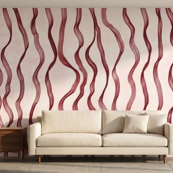 test color filter 6 Wallpaper and Wall Murals South Africa Crimson Wave Lines shown in a living room