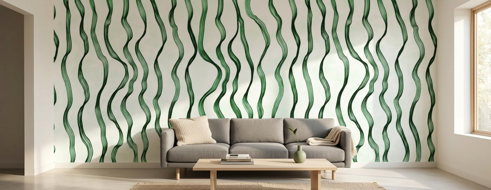 Verdant Reed Lines 2 Wallpaper and Wall Murals South Africa Verdant Reed Lines shown in a living room