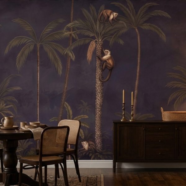 test color filter 1 Wallpaper and Wall Murals South Africa Midnight Palm Monkeys shown in a living room