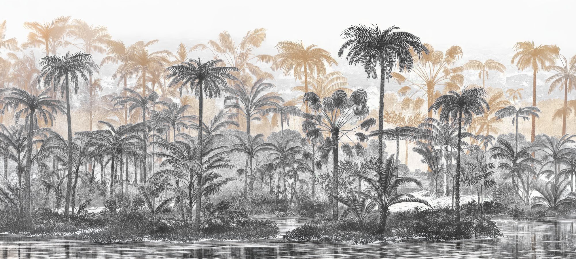 Misted Palm Grove 4 Wallpaper and Wall Murals South Africa Misted Palm Grove horizontal repeat tile