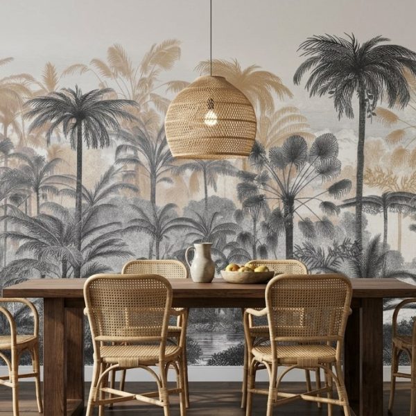 test color filter 12 Wallpaper and Wall Murals South Africa Misted Palm Grove shown in a bedroom
