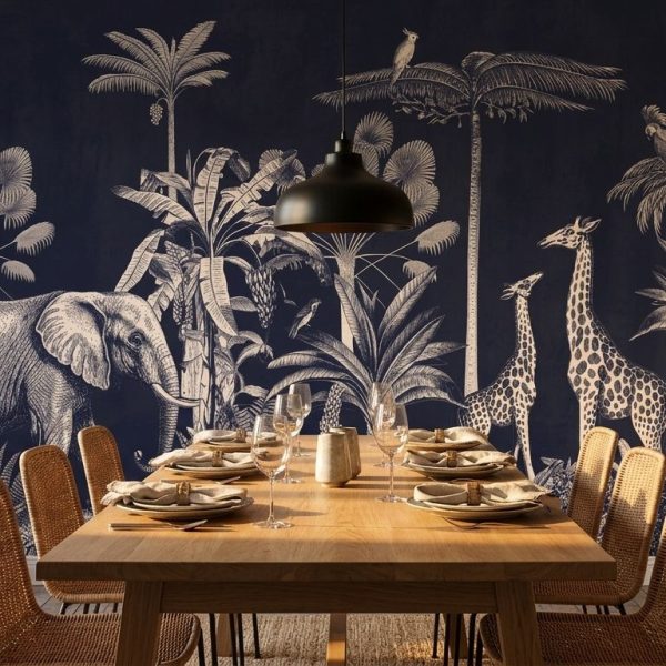 test color filter 11 Wallpaper and Wall Murals South Africa Midnight Jungle Safari shown in a bedroom