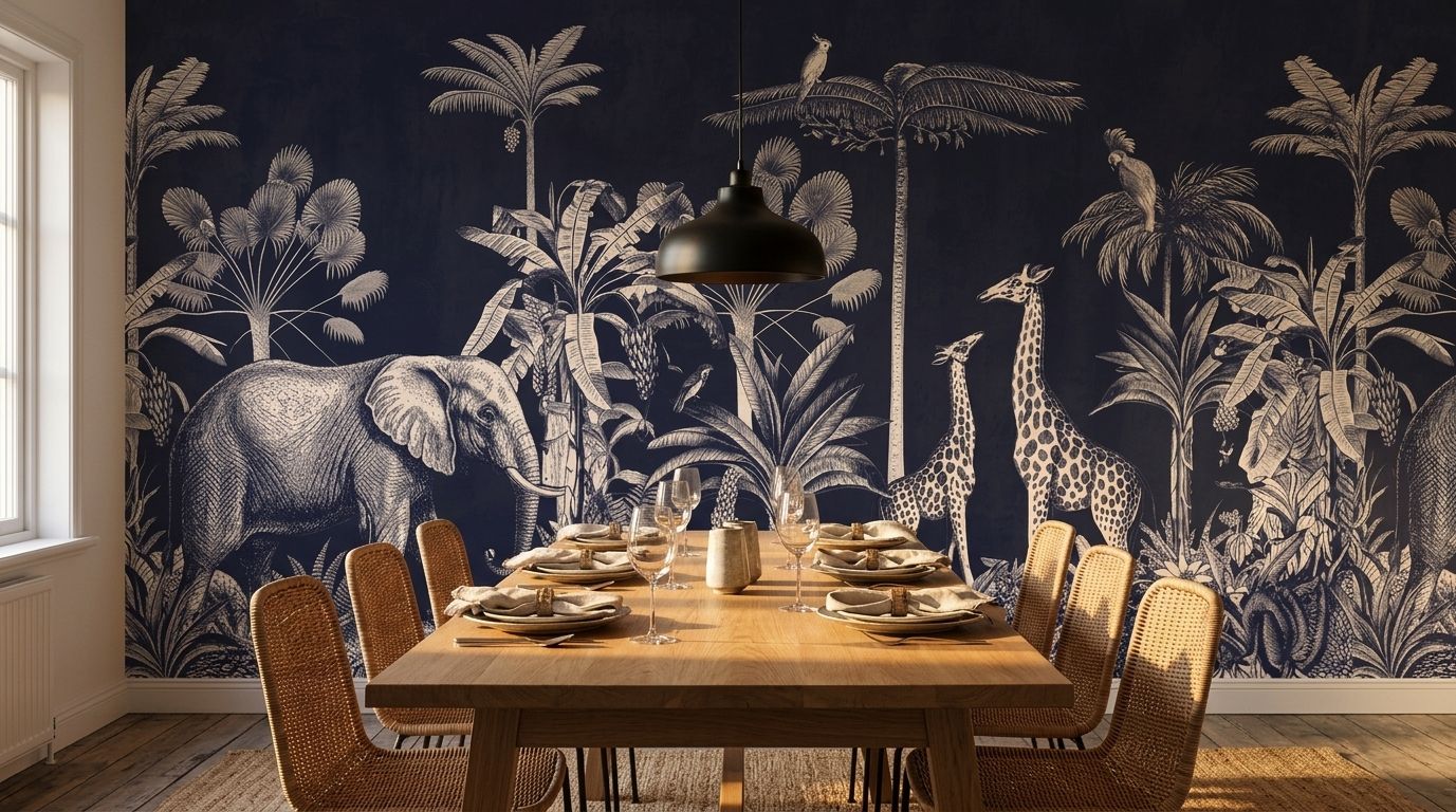 Midnight Jungle Safari 3 Wallpaper and Wall Murals South Africa Midnight Jungle Safari shown in a bedroom