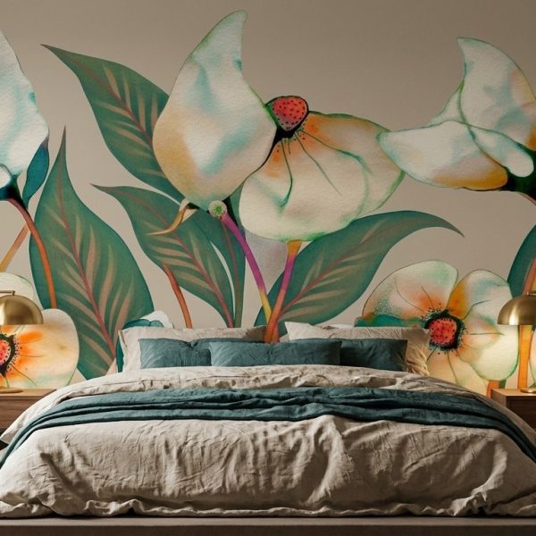 test color filter 3 Wallpaper and Wall Murals South Africa Watercolour Anemone Blooms shown in a bedroom