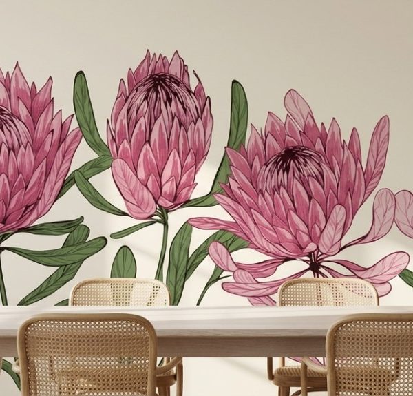 test color filter 6 Wallpaper and Wall Murals South Africa Protea Row shown in a living room