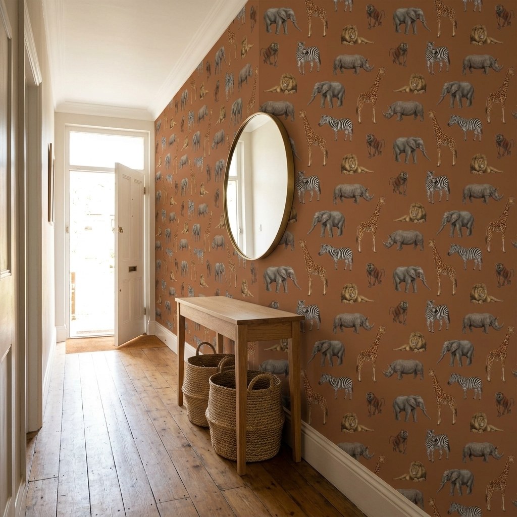 Safari Animal Gathering 2 Wallpaper and Wall Murals South Africa Safari Animal Gathering shown in a bedroom
