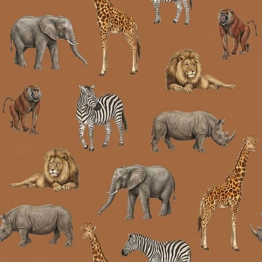 Safari Animal Gathering 3 Wallpaper and Wall Murals South Africa Safari Animal Gathering, safari animals in brown and tan wallpaper - WallpaperOnline