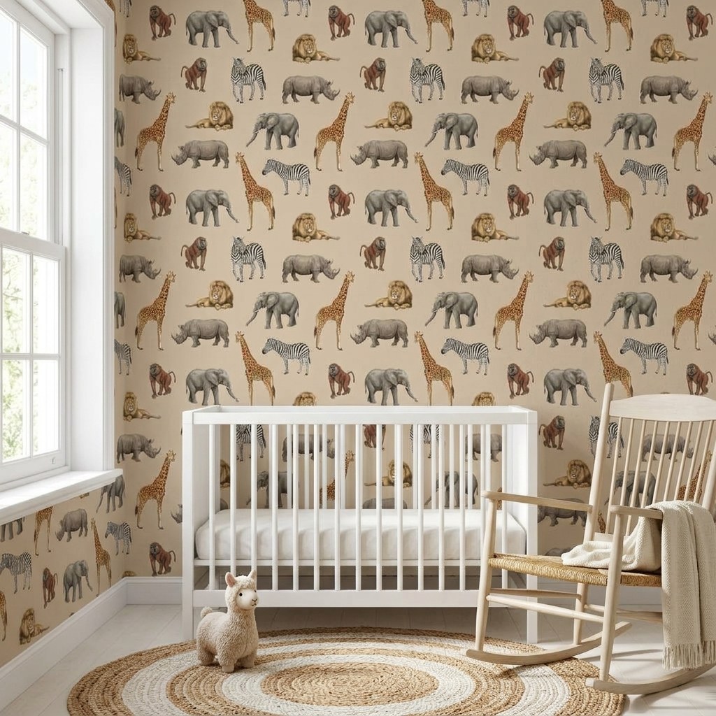 Safari Animal Parade 1 Wallpaper and Wall Murals South Africa Safari Animal Parade shown in a living room
