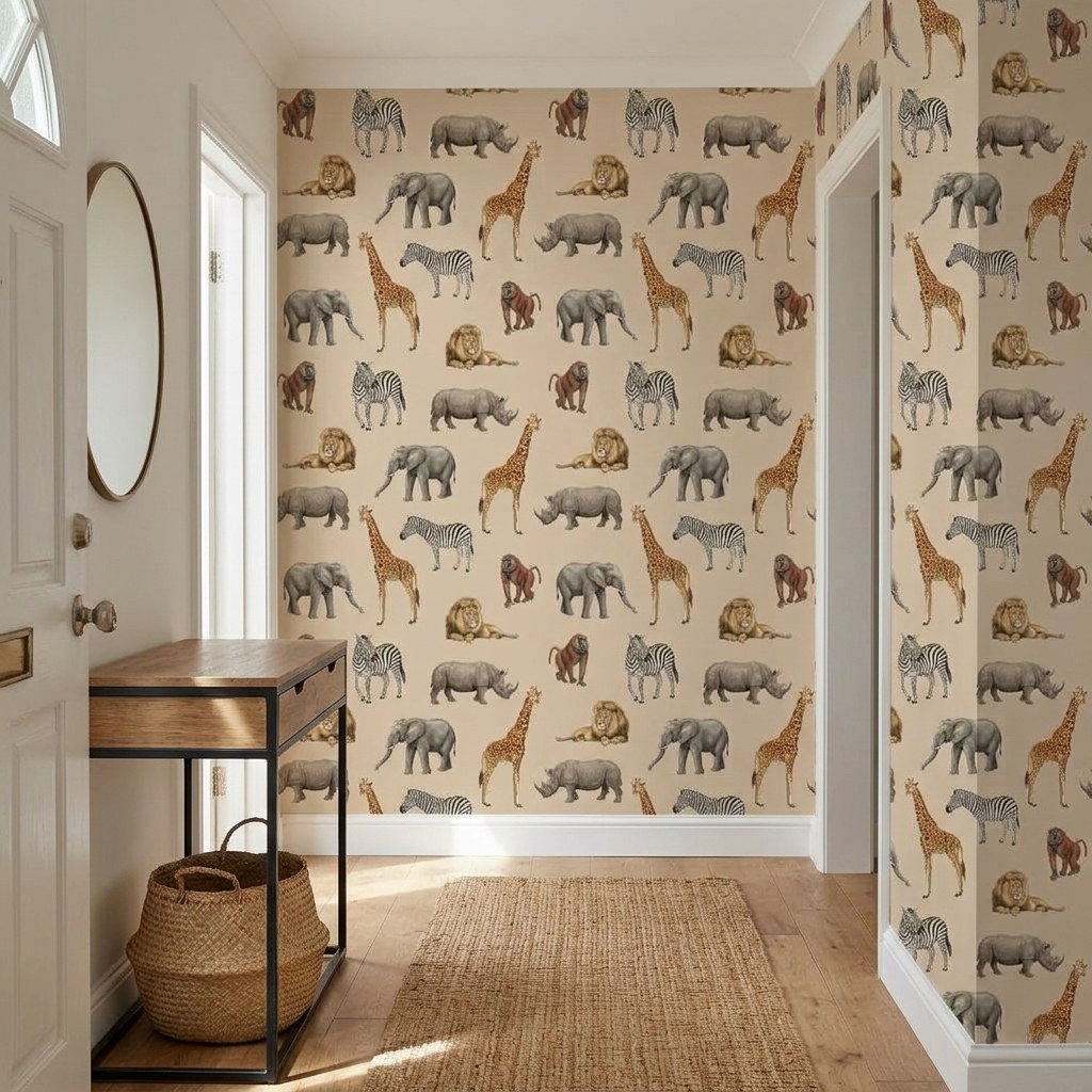 Safari Animal Parade 2 Wallpaper and Wall Murals South Africa Safari Animal Parade shown in a bedroom