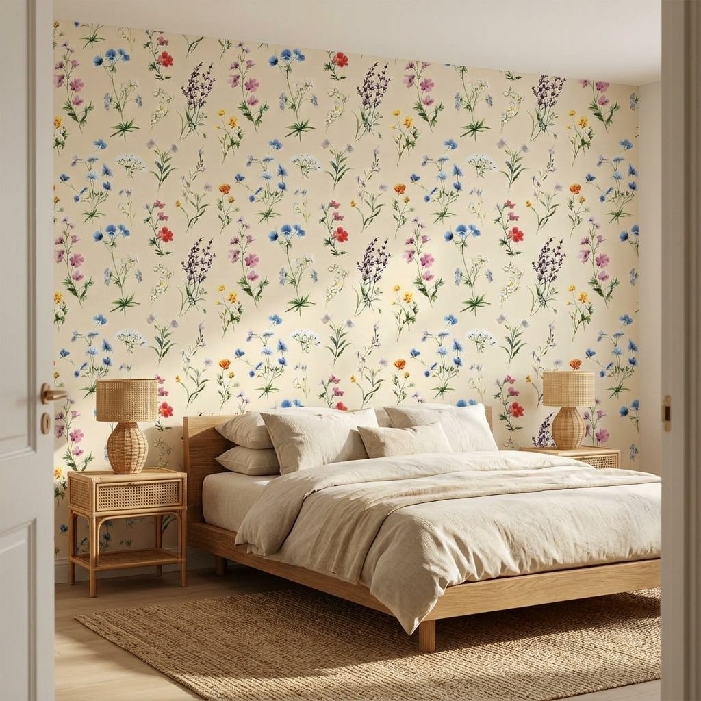 Scattered Wildflowers 2 Wallpaper and Wall Murals South Africa Scattered Wildflowers shown in a living room