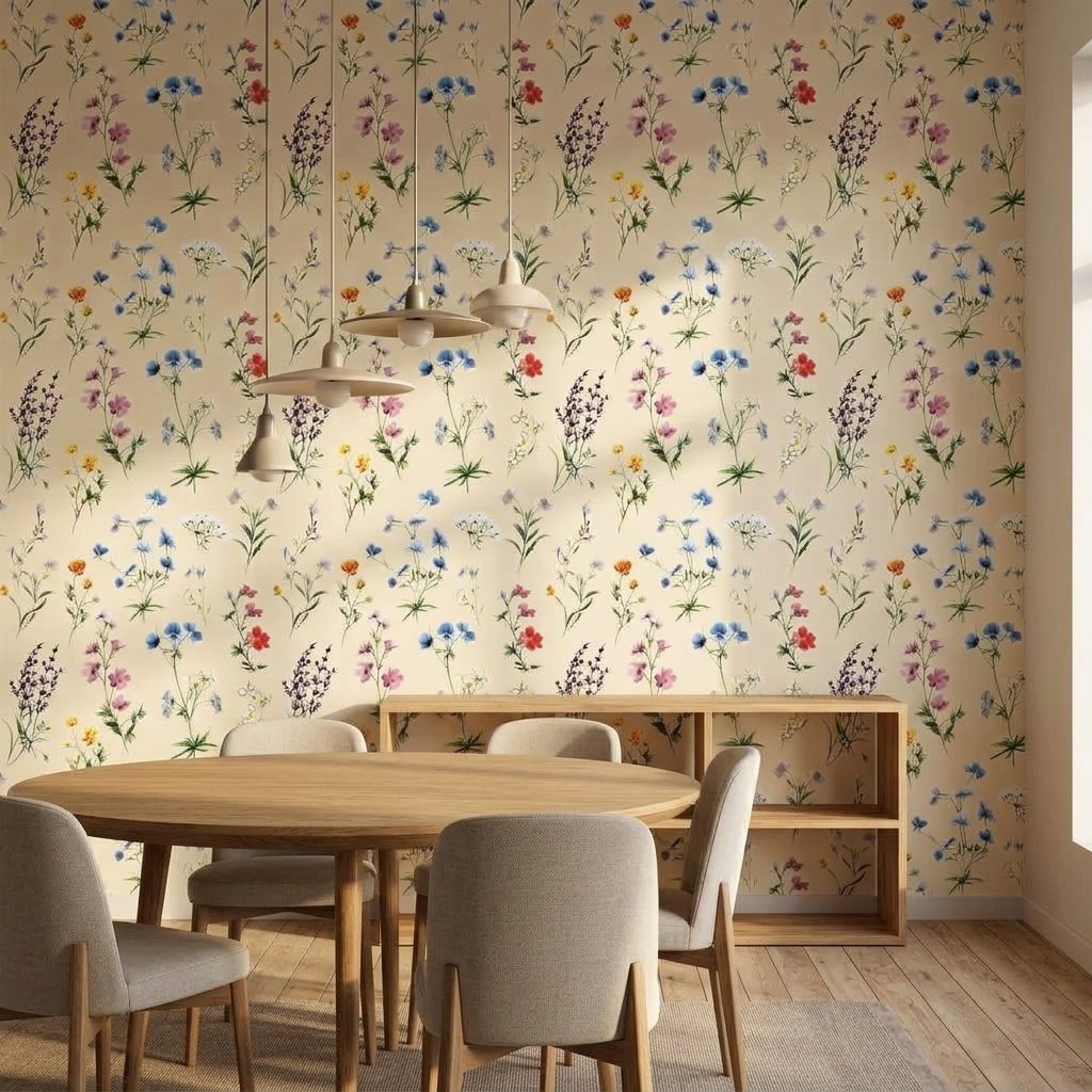 Scattered Wildflowers 1 Wallpaper and Wall Murals South Africa Scattered Wildflowers shown in a bedroom