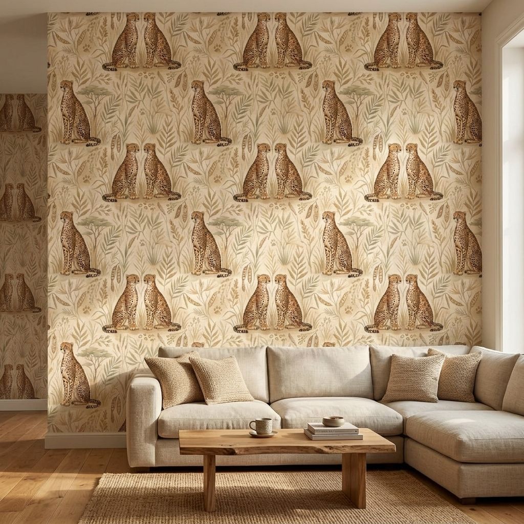 Cheetah Savannah Scene 1 Wallpaper and Wall Murals South Africa Cheetah Savannah Scene shown in a living room