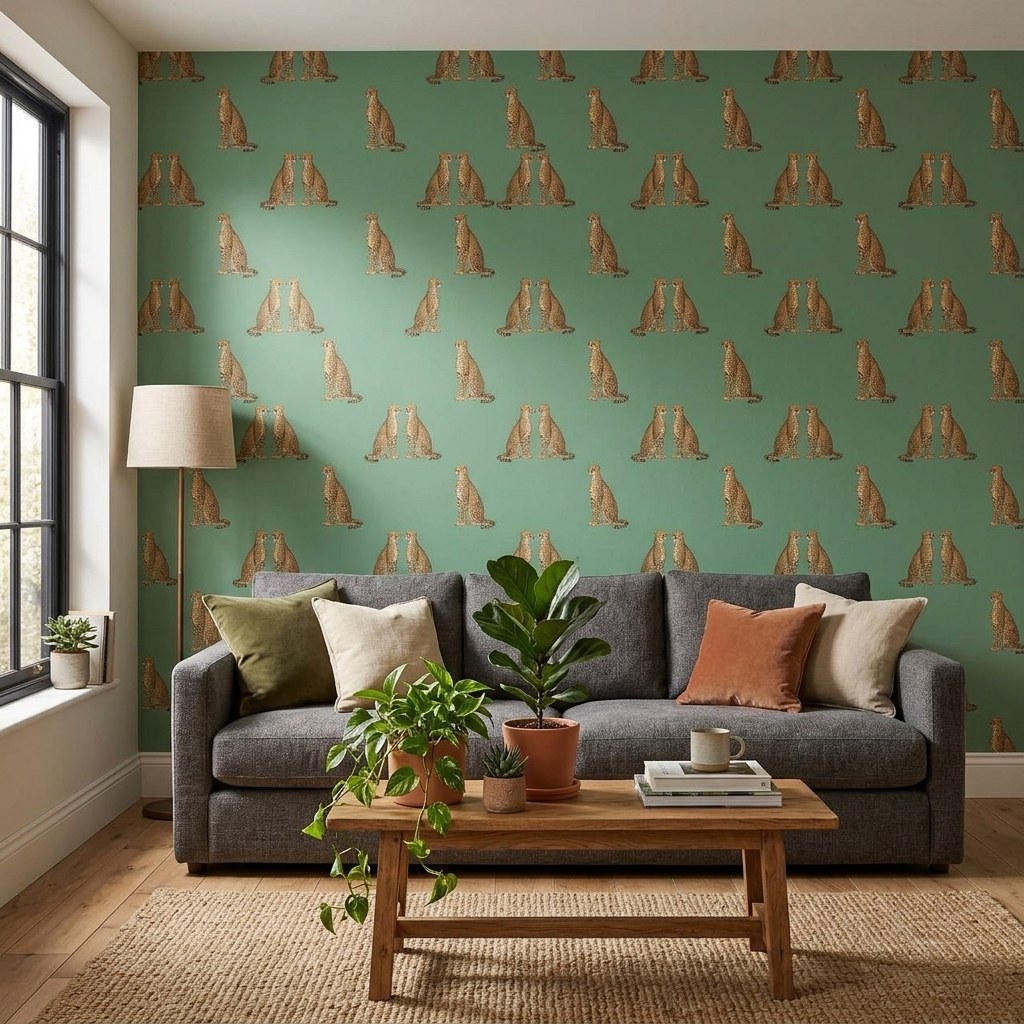 Cheetah Pairs 2 Wallpaper and Wall Murals South Africa Cheetah Pairs shown in a living room
