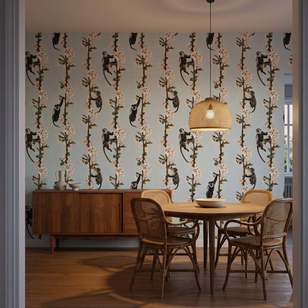 Blossom Branch Monkeys 1 Wallpaper and Wall Murals South Africa Blossom Branch Monkeys shown in a bedroom