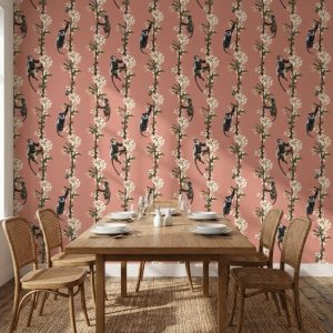 Monkey Blossom Stripe shown in a living room
