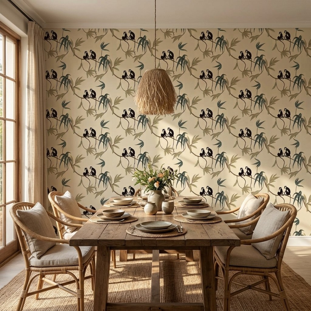 Monkey Bamboo Grove 1 Wallpaper and Wall Murals South Africa Monkey Bamboo Grove shown in a living room