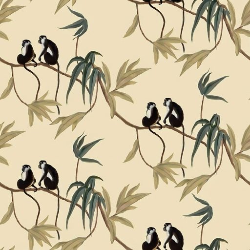 Monkey Bamboo Grove 3 Wallpaper and Wall Murals South Africa Monkey Bamboo Grove, monkeys in cream and sage wallpaper - WallpaperOnline