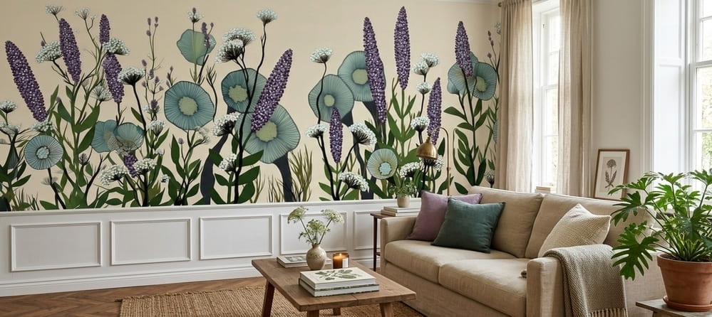 Moonlit Meadow Mural 1 Wallpaper and Wall Murals South Africa A zoomed-in of moonlit Meadow mural in a