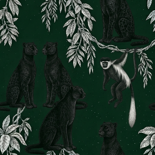 Panther Jungle Silhouette 3 Wallpaper and Wall Murals South Africa Panther Jungle Silhouette